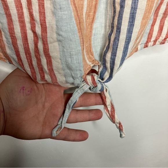 L.L. Bean Signature 100% linen top multicolored stripes size medium - Picture 3 of 6